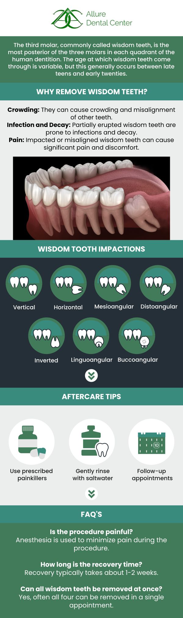 Wisdom teeth removal is a common dental procedure performed to alleviate pain, prevent overcrowding, and reduce the risk of oral health complications caused by impacted or misaligned wisdom teeth. Typically performed under local or general anesthesia, the extraction process involves the careful removal of one or more wisdom teeth from the back of the mouth to promote oral health and restore comfort. ​Wisdom tooth removal costs range from $75 to $1500 per tooth, depending on factors such as the complexity of the extraction and whether the tooth is impacted. Visit our dentists, Dr. Trinh Lee and Dr. Suzanna Lee at ABC Dental. For more information, contact us or schedule an online appointment at ABC Dental Center. We are conveniently located at 570 N Shoreline Blvd Mountain View, CA 94043.